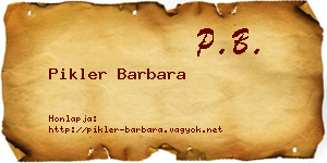 Pikler Barbara névjegykártya